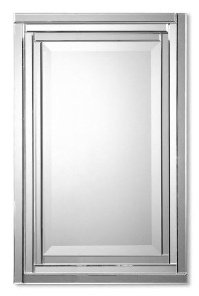 Best And Newest Frameless Rectangular Beveled Wall Mirrors Pertaining To This Frameless Mirror Is Constructed Of Stepped, Bevel Mirrors With (View 12 of 15)