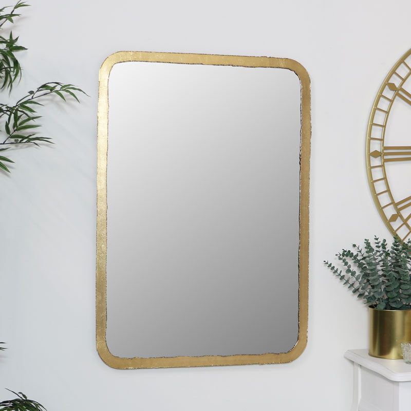 Best And Newest Gold Metal Framed Wall Mirrors Within Rustic Thin Framed Gold Mirror (View 10 of 15)
