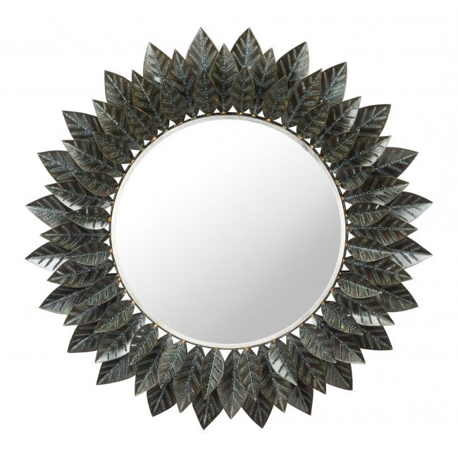 Best And Newest Leaf Post Sunburst Round Wall Mirrors Pertaining To Round Leaf Mirror ~ Eclectic Goods : Eclectic Goods (View 12 of 15)
