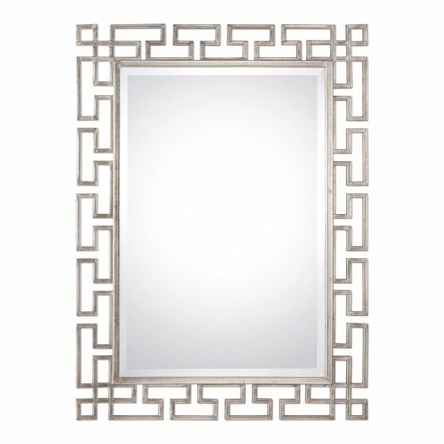 Best And Newest Metallic Silver Wall Mirrors Within Agata Hand Forged Metal Silver Wall Mirror With Modern Geometric Frame (View 7 of 15)