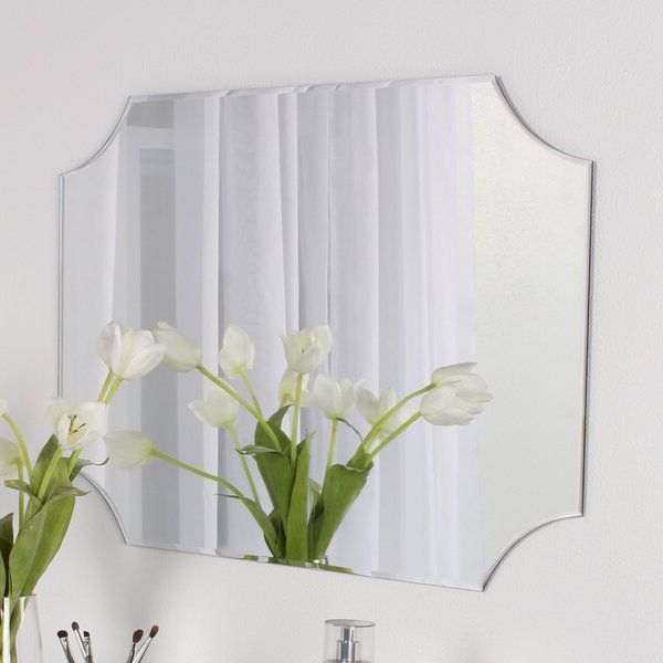 Best And Newest Polygonal Scalloped Frameless Wall Mirrors Within Portis Frameless Rectangle Scalloped Beveled Wall Mirror (View 3 of 15)