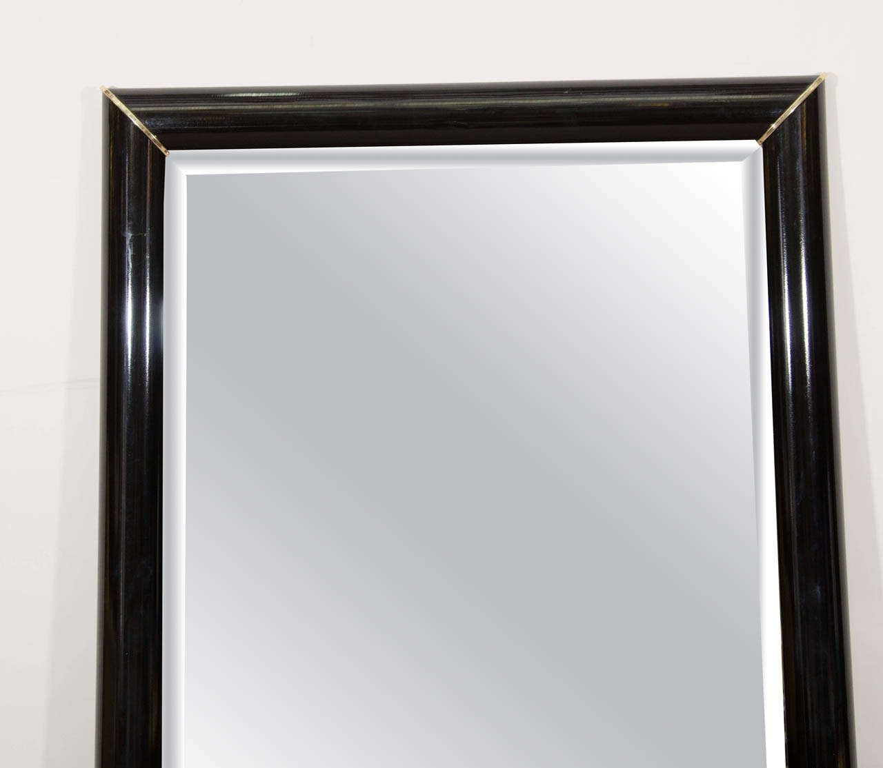 Black Lacquered Wall Mirror With Gold Corner Accents At 1stdibs Regarding Newest Cut Corner Wall Mirrors (View 2 of 15)