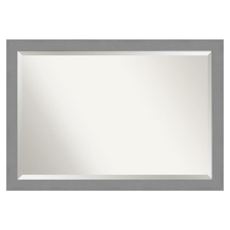 Brushed Nickel Rectangular Wall Mirrors Intended For Widely Used Amanti Art Brushed Nickel Frame Collection  (View 11 of 15)