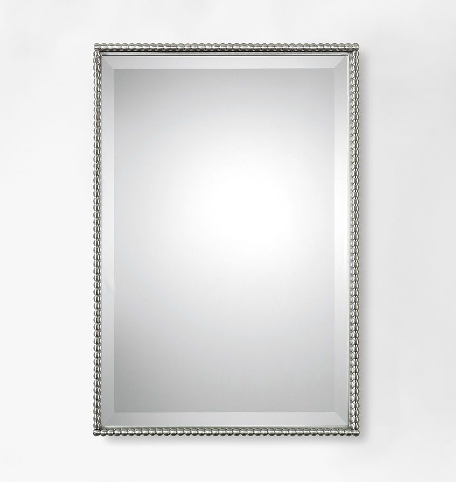 Brushed Nickel Rectangular Wall Mirrors With Regard To Favorite Beaded Rectangle Mirror Brushed Nickel Finish E (View 1 of 15)