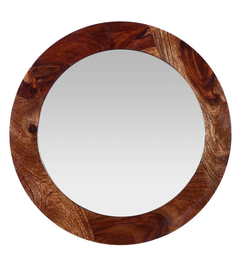 Buy Solid Wood Wall Mirror In Brown Colormade Wood Online – Round Within Trendy Organic Natural Wood Round Wall Mirrors (View 10 of 15)