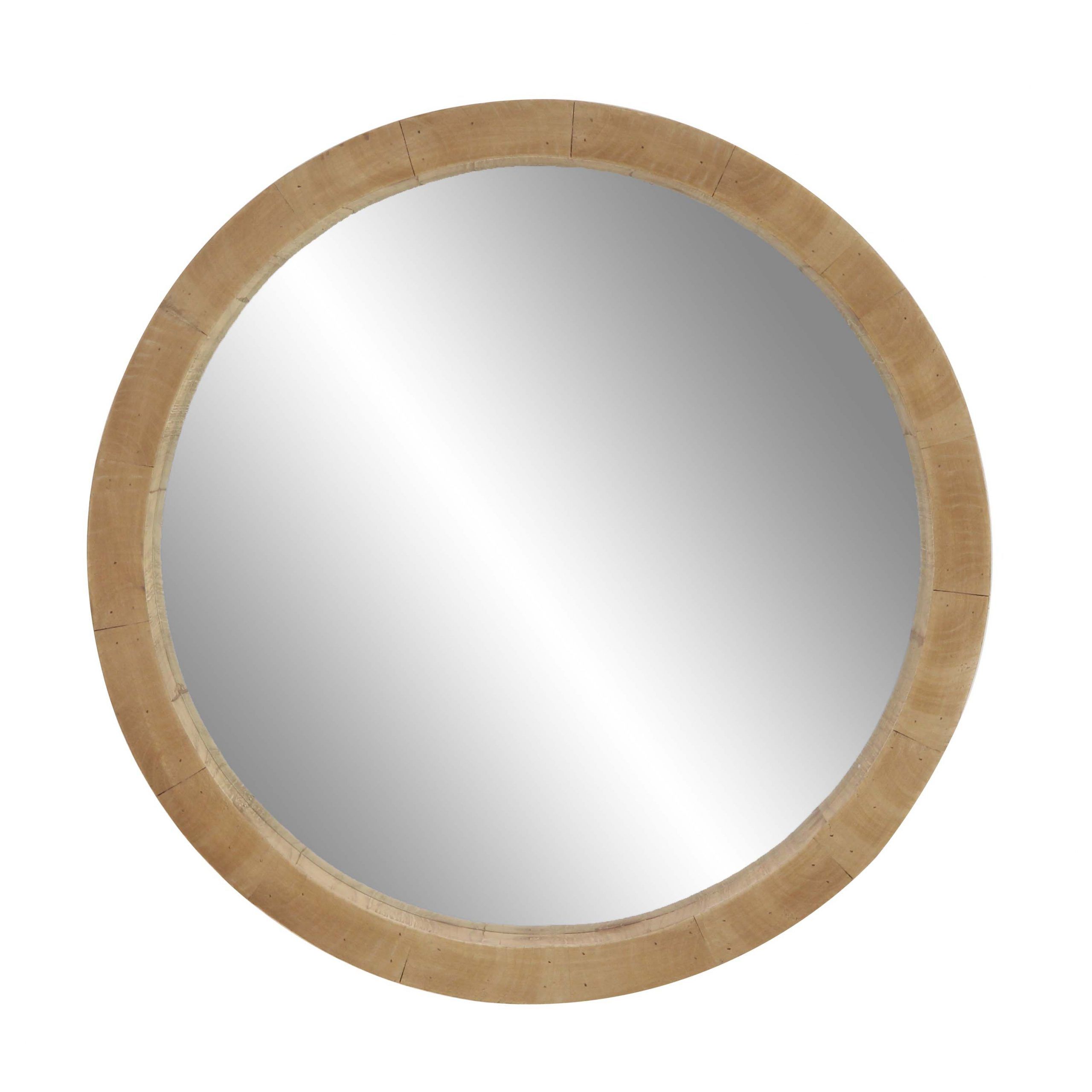 Chestnut Brown Wall Mirrors For Famous Decmode 24 Inch Rustic Wooden Round Wall Mirror, Brown – Walmart (View 14 of 15)