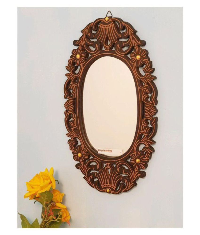 Chestnut Brown Wall Mirrors Throughout Newest Onlineshoppee Mirror Wall Mirror Brown ( 50 X 30 Cms ) – Pack Of 1: Buy (View 3 of 15)