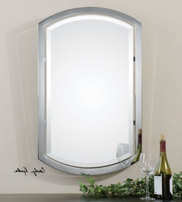 Chrome Bathroom Arched Metal Wall Mirror Large 37" Vanity 759526402231 Throughout Most Recent Arch Oversized Wall Mirrors (View 8 of 15)