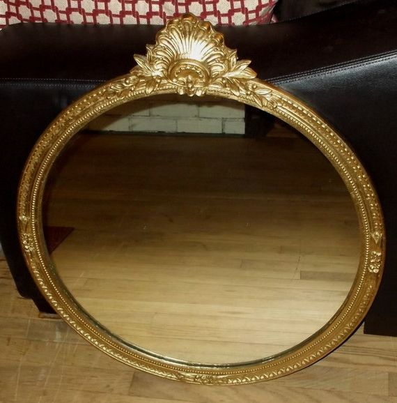 Current Large Round Antique Victorian Gold Ornate Wall Mirror For Antique Gold Leaf Round Oversized Wall Mirrors (View 8 of 15)