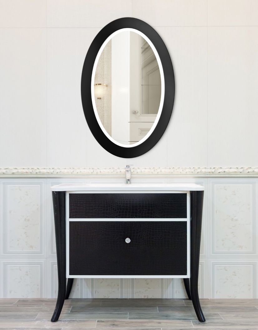 Current Mirror Oval Bold Led Black : Mirror For You In Matte Black Octagon Led Wall Mirrors (View 4 of 15)