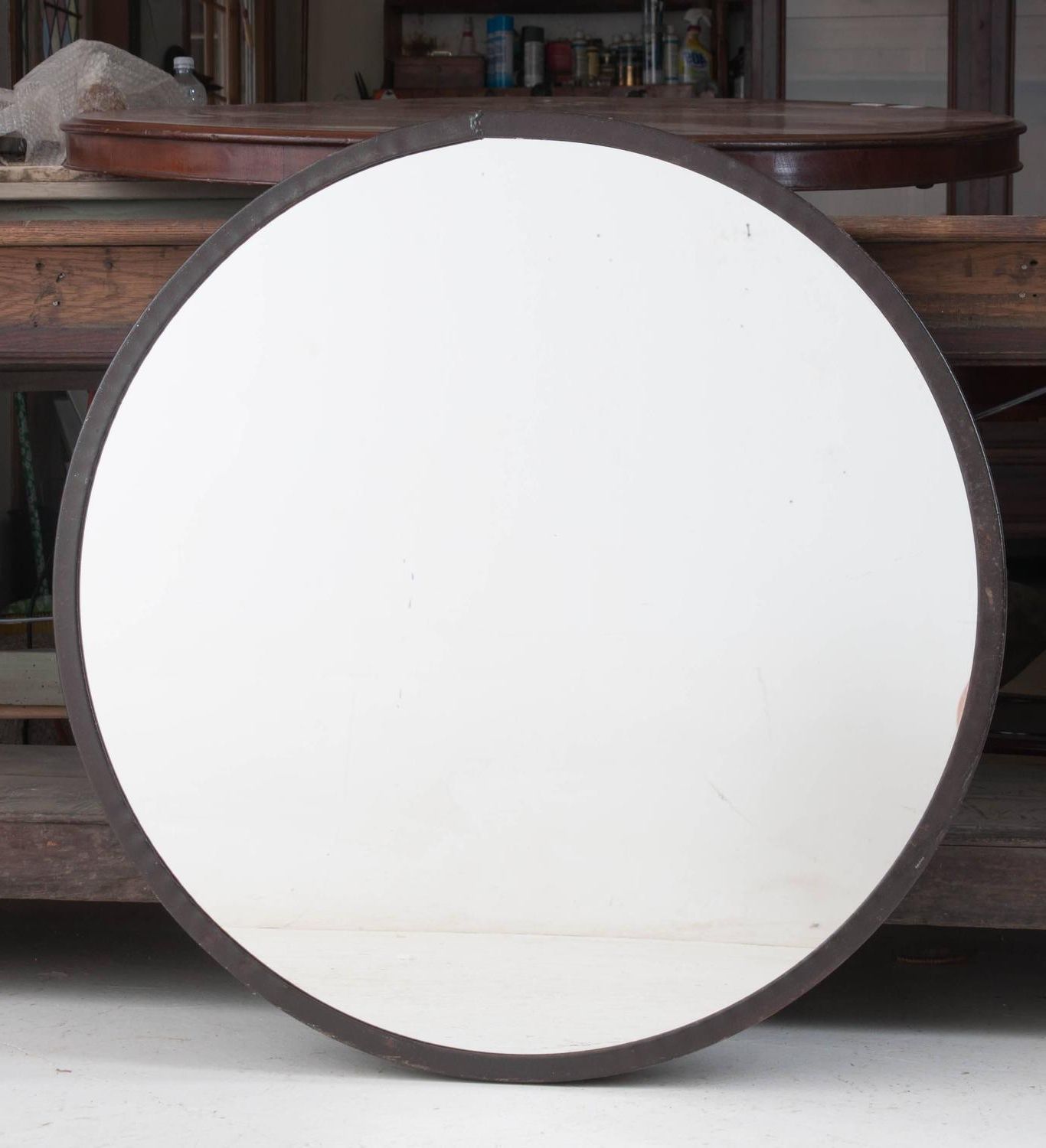 Current Pair Of 20th Century Round Metal Frame Mirrors For Sale At 1stdibs Within Round Metal Framed Wall Mirrors (View 3 of 15)