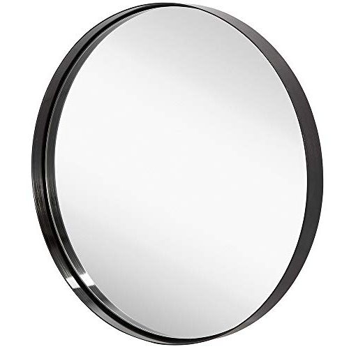 Current Round Metal Framed Wall Mirrors Pertaining To Hamilton Hills 24" Black Circle Deep Set Metal Round Frame Mirror (View 6 of 15)