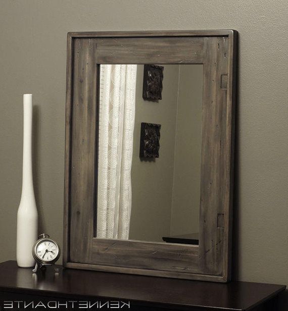 Current Rustic Mirror Distressed Wood Weathered From Kennethdante On Etsy Within Natural Wood Grain Vanity Mirrors (View 4 of 15)