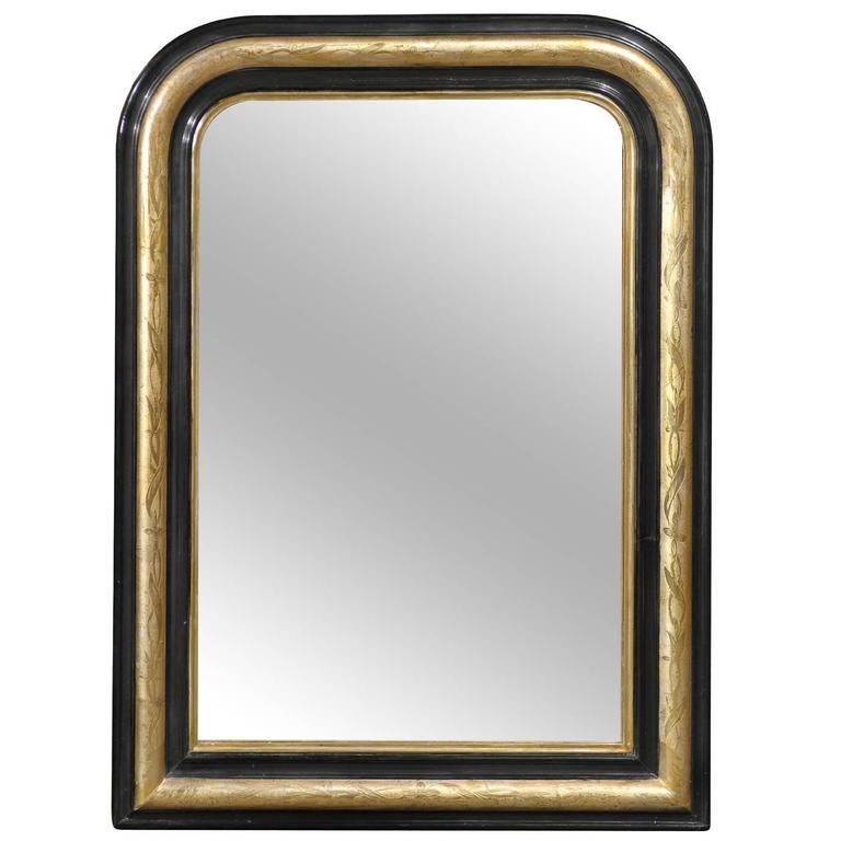 Dark Gold Rectangular Wall Mirrors With Famous French Black And Gold Mirror At 1stdibs (View 10 of 15)