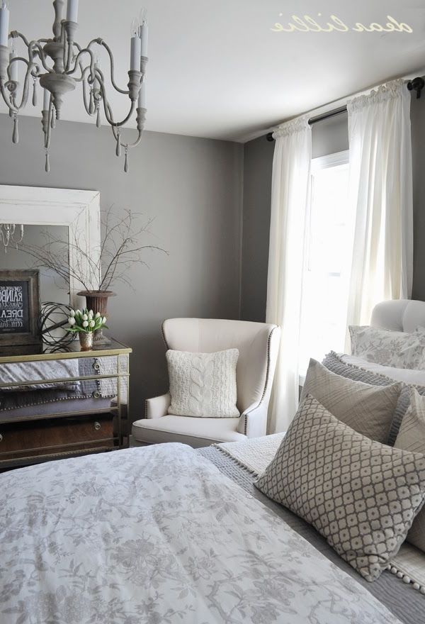 Dear Lillie: Our Gray Guest Bedroom And A Full Source List Within Preferred Semi Gloss Black Beaded Oval Wall Mirrors (View 15 of 15)