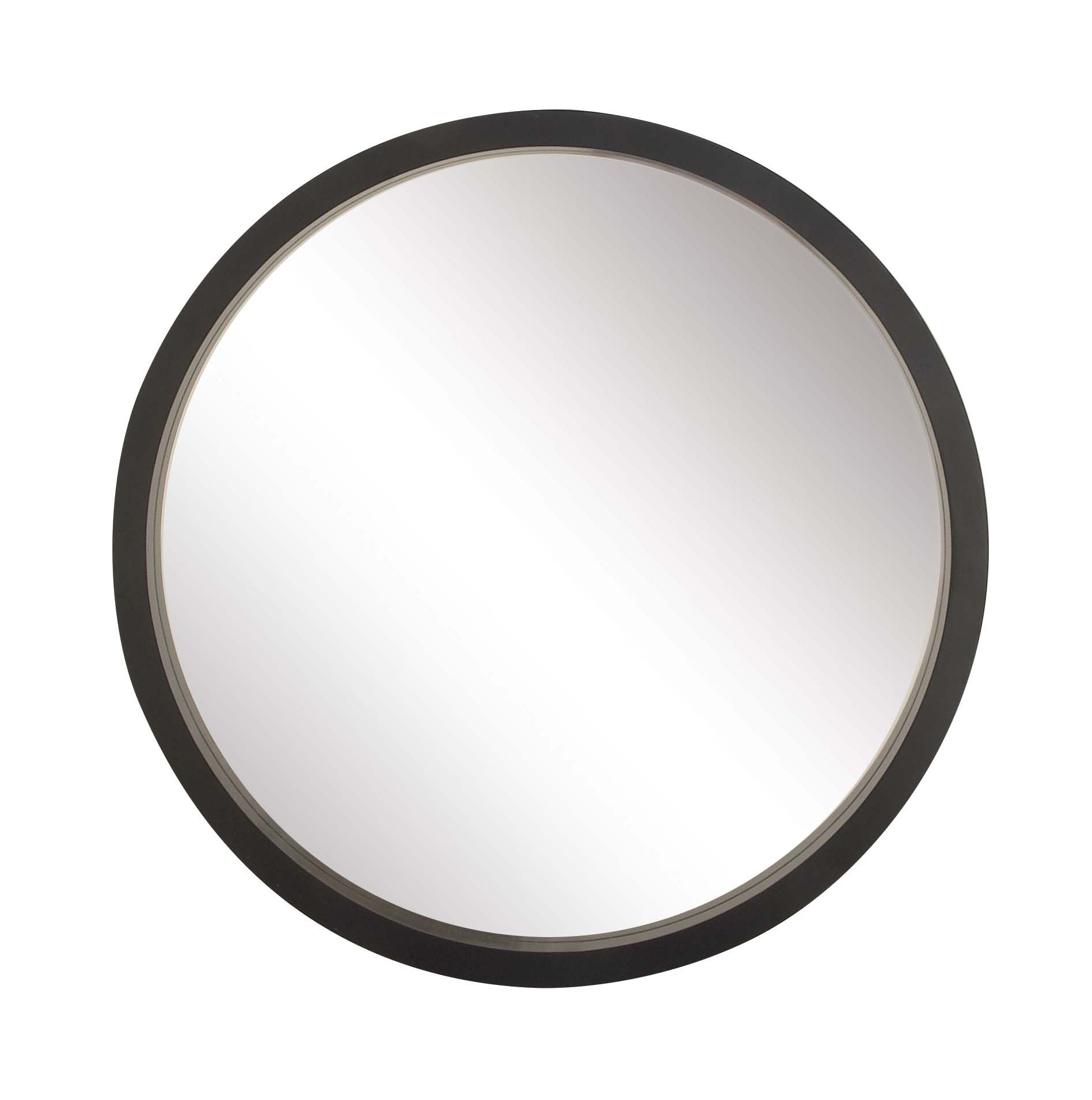 Decmode 32 Inch Contemporary Wooden Framed Round Wall Mirror, Black With Regard To Trendy Round 4 Section Wall Mirrors (View 3 of 15)