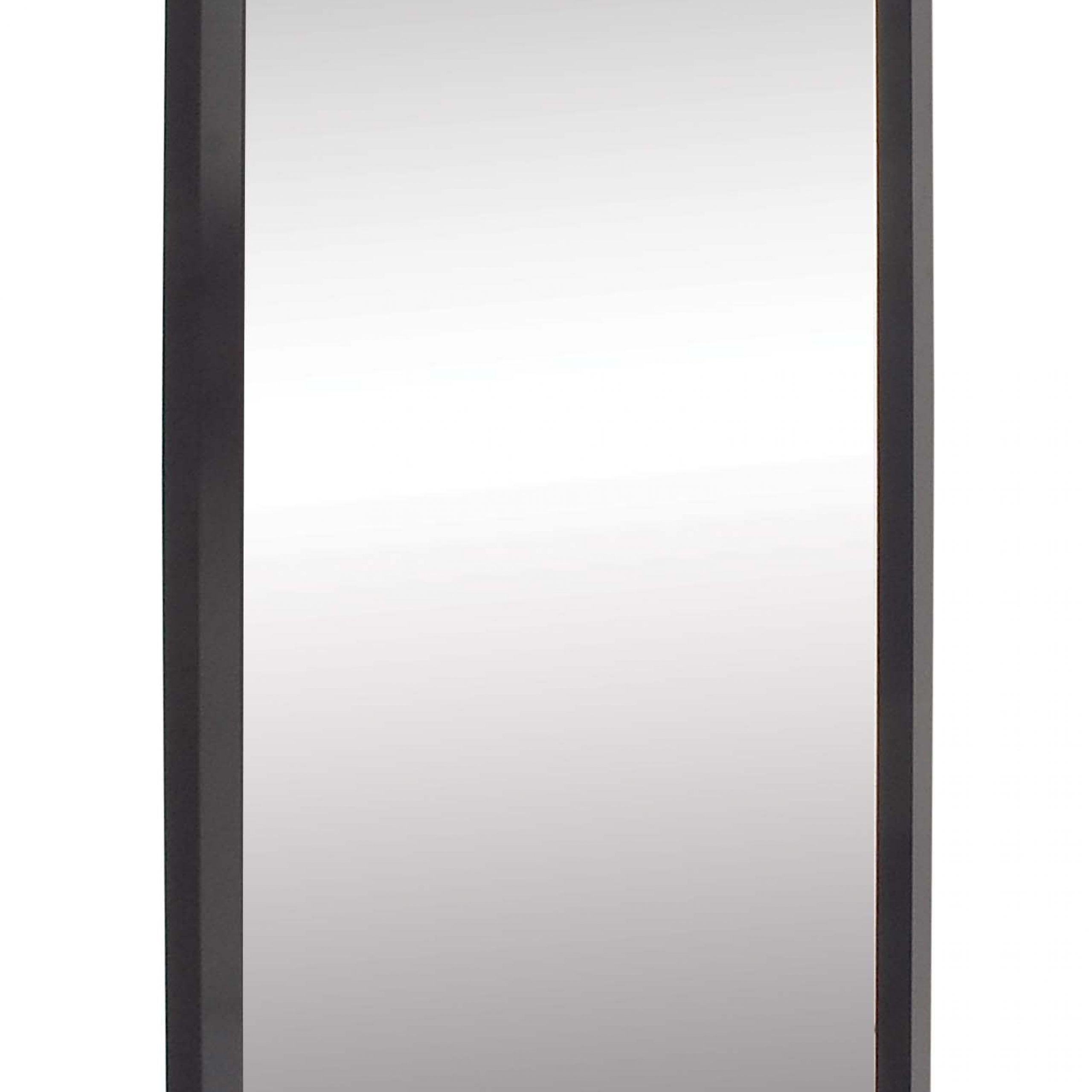 Decmode Contemporary 47 X 20 Inch Wooden Rectangular Wall Mirror, Black In Recent Black Beaded Rectangular Wall Mirrors (View 9 of 15)