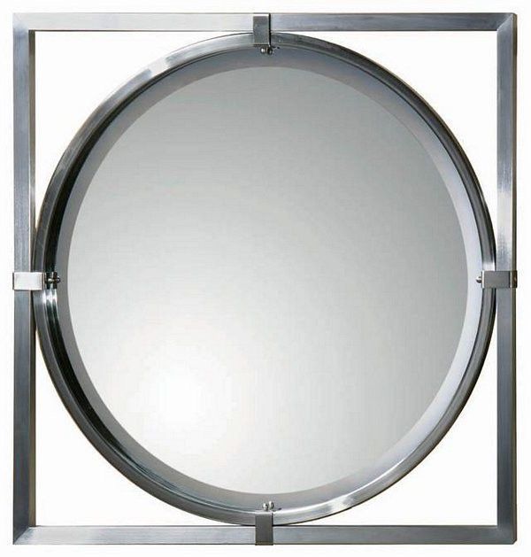 Drake Brushed Steel Wall Mirrors Intended For Latest Uttermost Kagami Brushed Nickel Mirror – 01053 B (View 2 of 15)