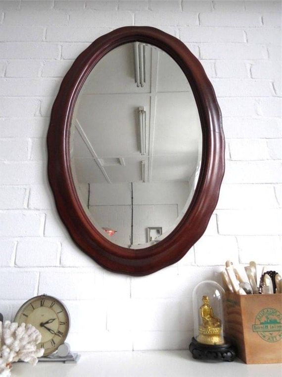 Edged Wall Mirrors Within Recent Vintage Large Oval Bevelled Edge Wall Mirror Withuulipolli (View 12 of 15)