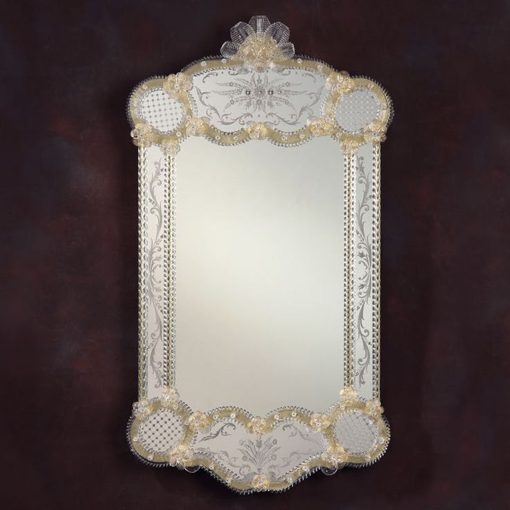 Exquisite Italian Murano Venetian Mirror With Hand Etched Border,gold In 2019 Antique Gold Etched Wall Mirrors (View 13 of 15)