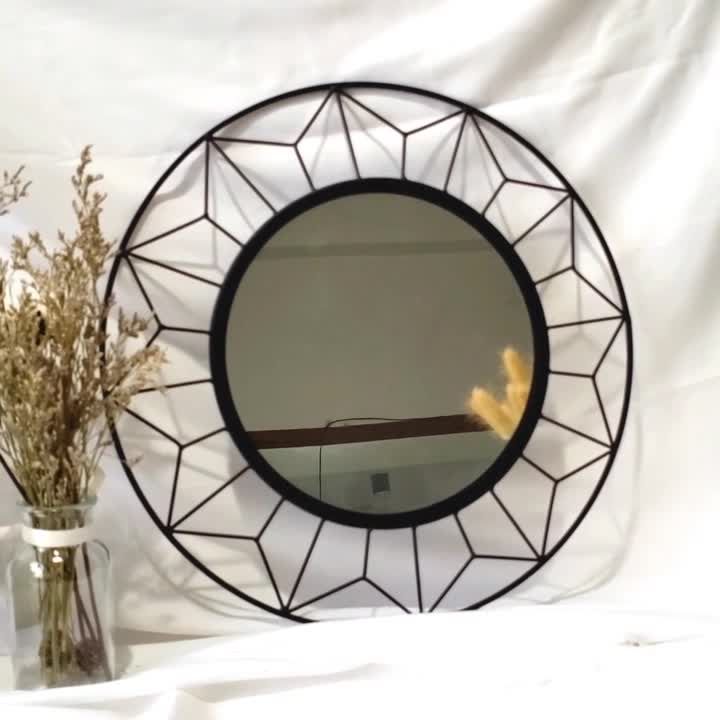 Factory Price Large Round Wall Mirror/ Black Metal Frame Wall Mirror Within 2019 Round 4 Section Wall Mirrors (View 7 of 15)