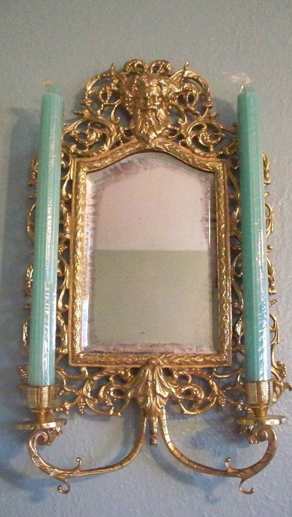 Famous Antique Victorian French Chinoiserie Brass Wall Sconce Mirror With In French Brass Wall Mirrors (View 13 of 15)