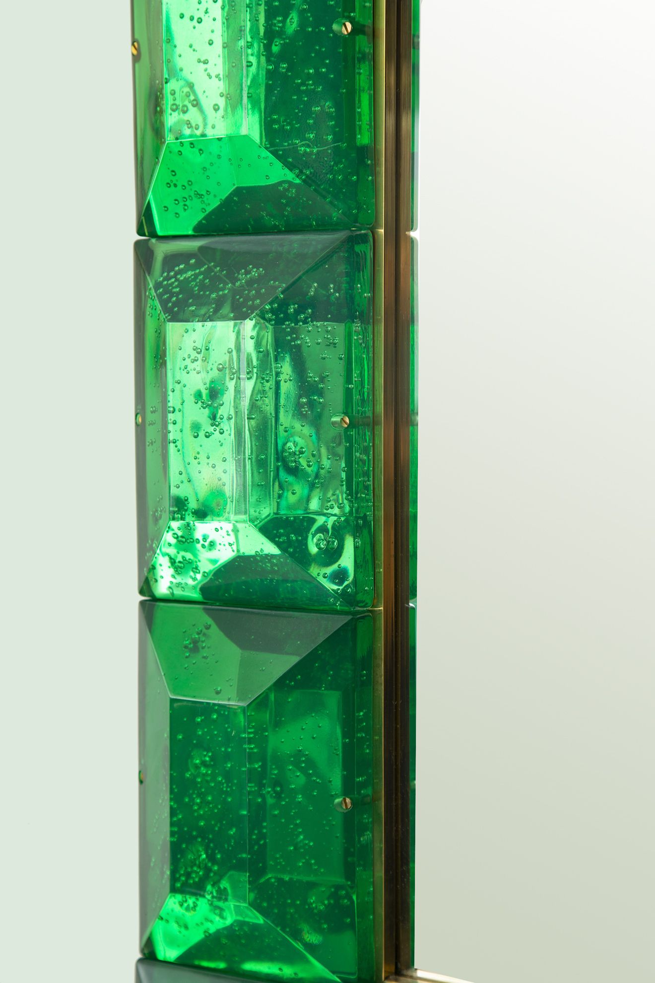 Famous Emerald Cut Wall Mirrors Regarding Modern Italian Emerald Green Faceted Glass Mirror (View 6 of 15)