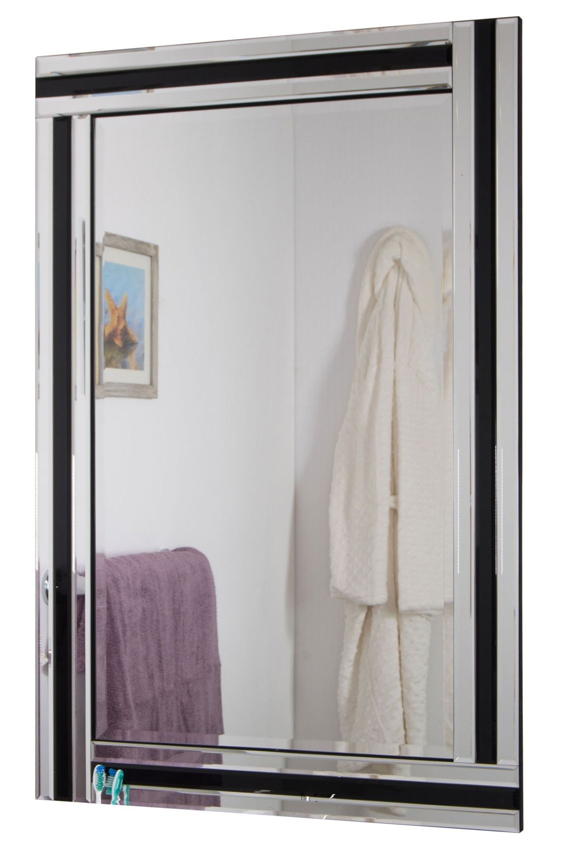 Famous Large Black And Silver Triple Edge Bathroom Wall Mirror 1ft11 X 2ft11 With Regard To Smoke Edge Wall Mirrors (View 8 of 15)