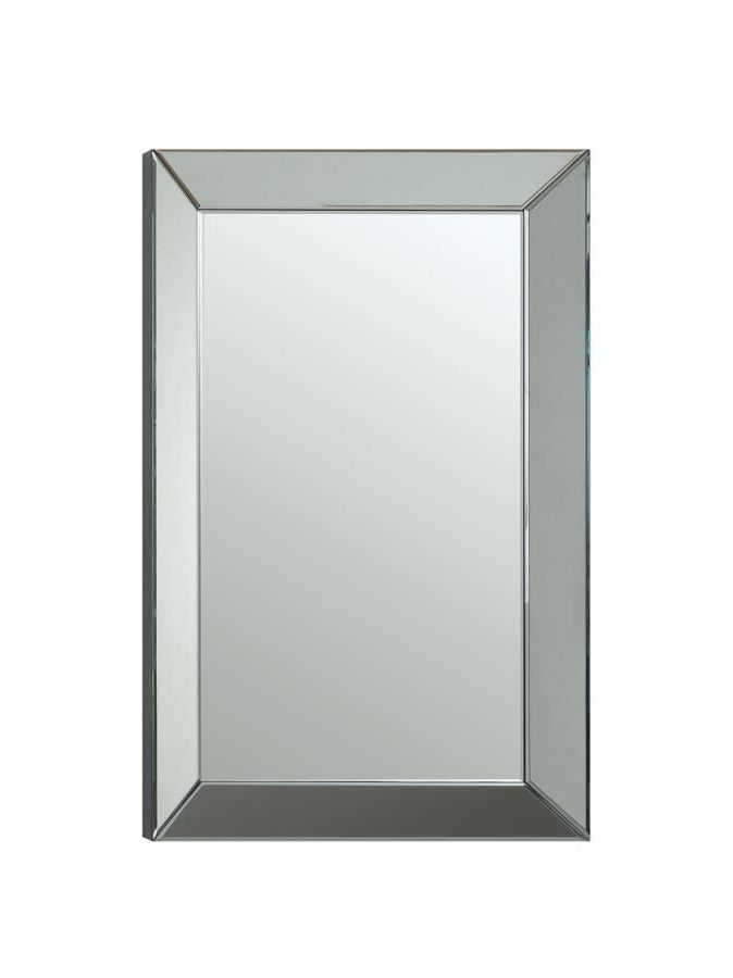 Famous Silver Beveled Wall Mirrors Intended For Floor Model Rectangular Beveled Wall Mirror Silver Va Stores (View 9 of 15)