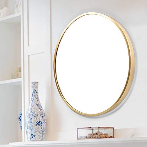 Fanyushow Round Mirror For Bathroom, Gold Circle Mirror For Wall Pertaining To Preferred Gold Metal Framed Wall Mirrors (View 1 of 15)