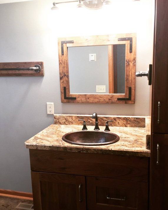 Fashionable Distressed Dark Bronze Wall Mirrors Inside Rustic Distressed Mirror With Oil Rubbed Bronze Corner Brackets (View 15 of 15)