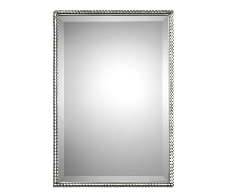 Fashionable Polished Nickel Rectangular Wall Mirrors For Sherise Rectangle Beaded Mirror – The Brushed Nickel Frame With Beaded (View 5 of 15)