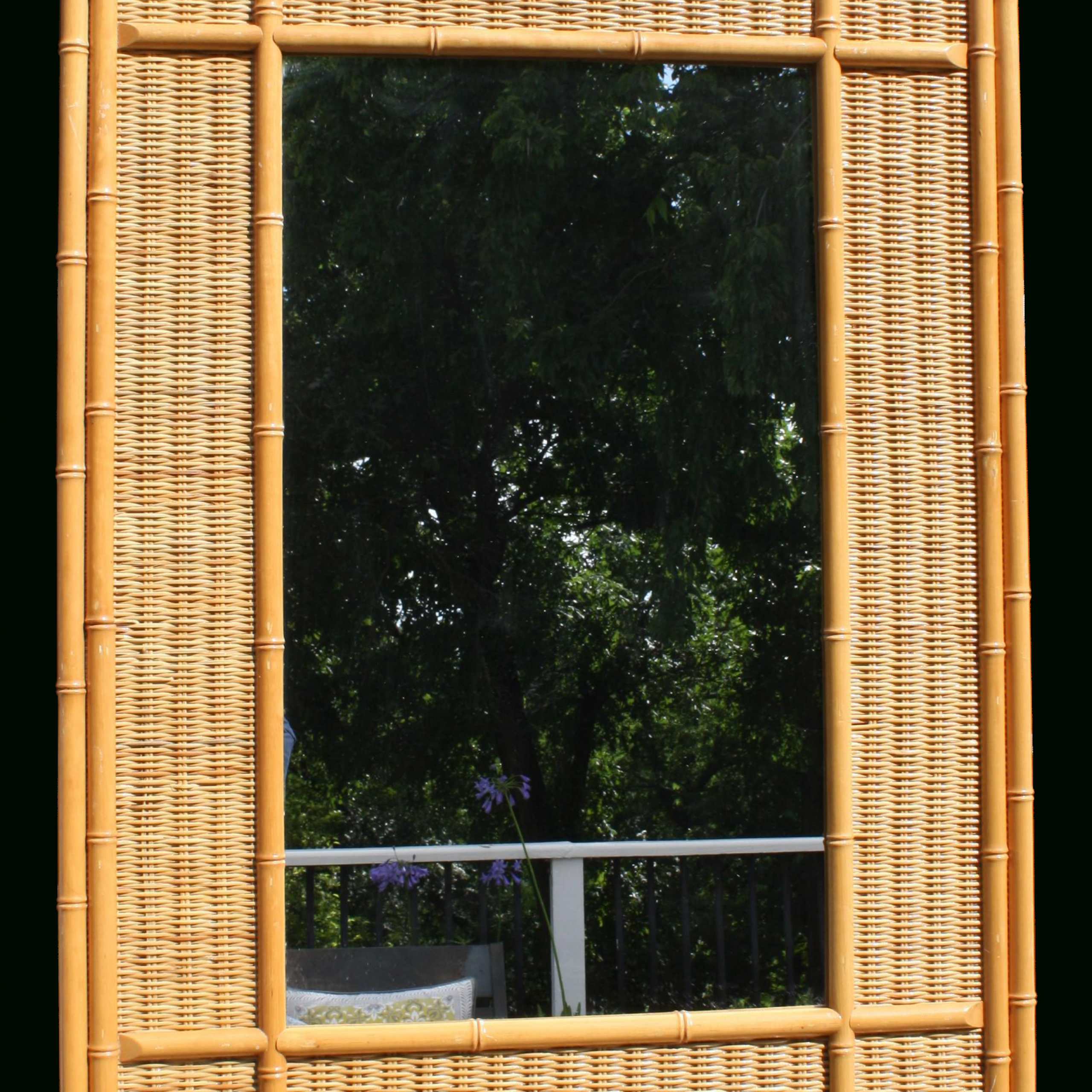 Fashionable Rectangular Bamboo Wall Mirrors Regarding Vintage Bamboo And Rattan Rectangular Mirror On Chairish (View 14 of 15)
