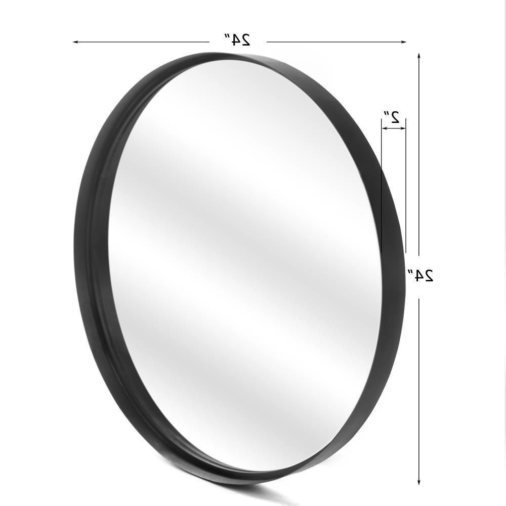 Fashionable Round Metal Framed Wall Mirrors Inside Modern 24" Circle Black Metal Frame Wall Mirror Round Glass Panel (View 14 of 15)