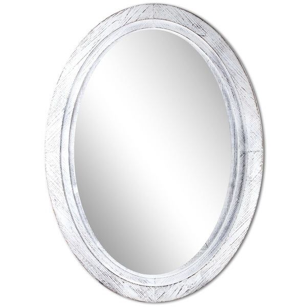 Fashionable Shop Oval Antiqued White Wooden Framed Wall Vanity Mirror – Antique For Wooden Oval Wall Mirrors (View 10 of 15)