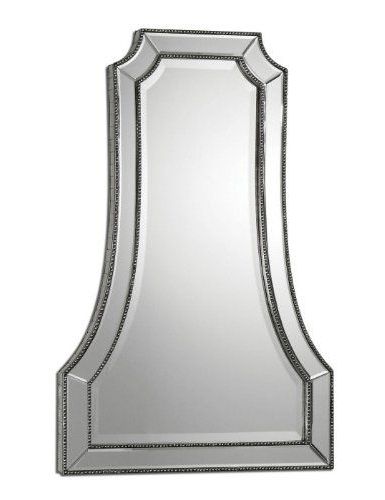 Fashionable Silver Beaded Arch Top Wall Mirrors Throughout 40 Antiqued Champagne Silver Framed Beveled Arch Wall Mirror *** Read (View 4 of 15)