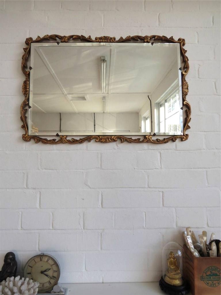 Fashionable Vintage Large Bevelled Edge Atsonea Wall Mirror With Gold Wooden Frame Regarding Smoke Edge Wall Mirrors (View 12 of 15)