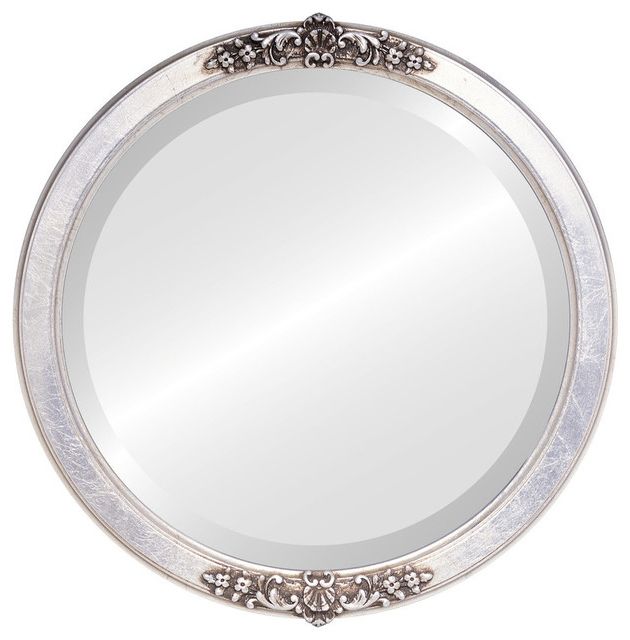 Favorite Athena Framed Round Mirror In Silver Leaf With Brown Antique Pertaining To Gold Leaf And Black Wall Mirrors (View 11 of 15)