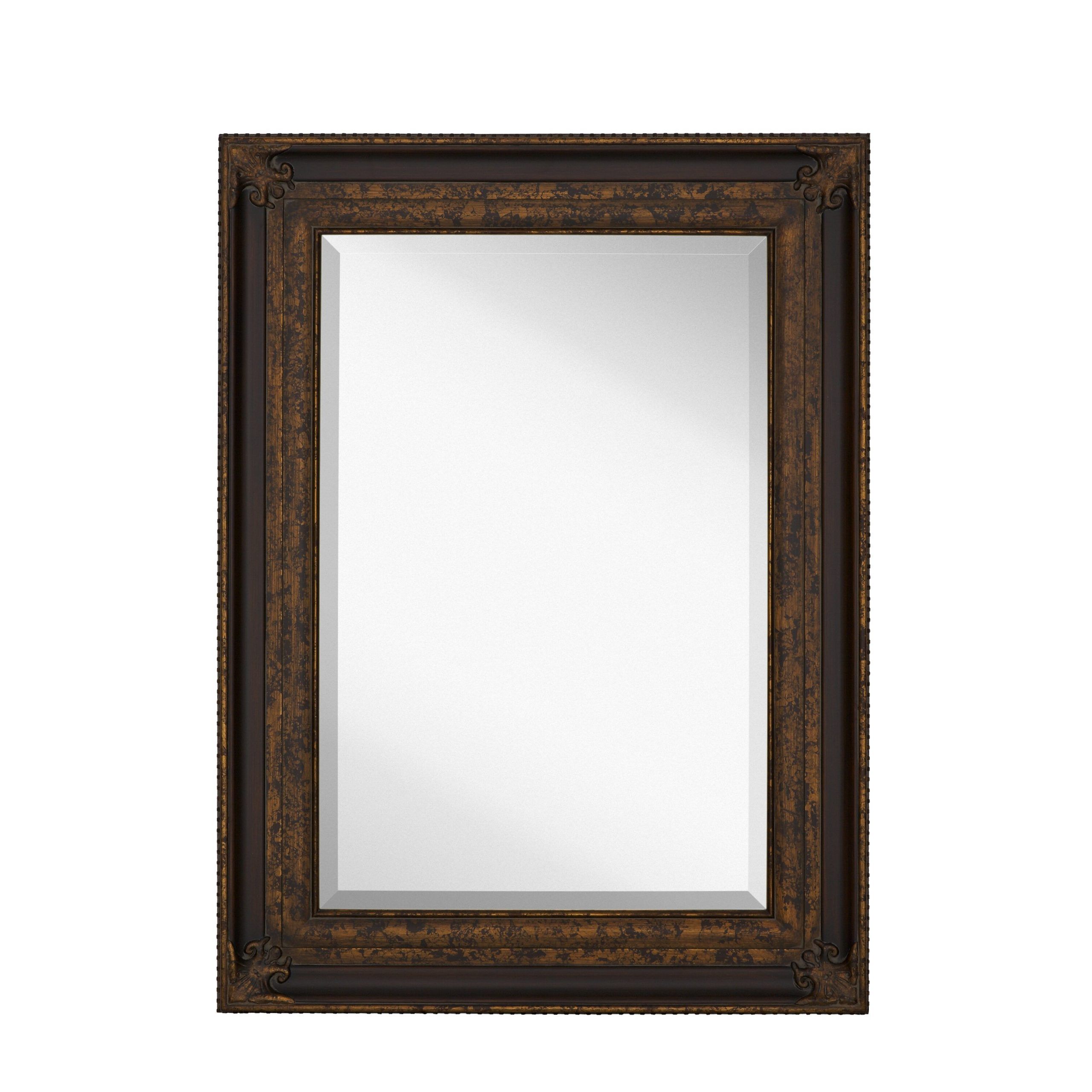 Favorite Majestic Mirror Rectangular Antique Gold Leaf With Dark Brown Panel Throughout Brushed Gold Rectangular Framed Wall Mirrors (View 5 of 15)