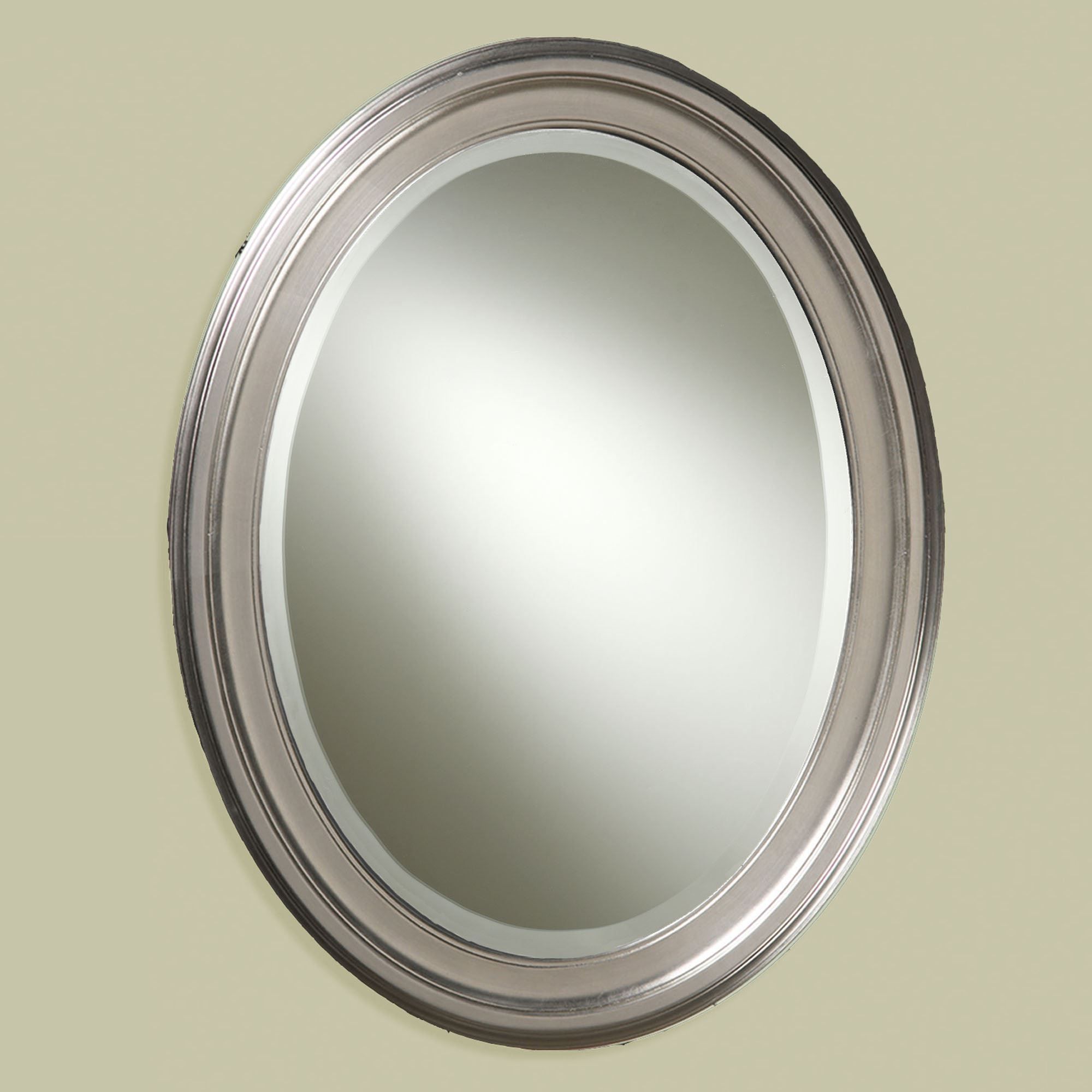 Favorite Nickel Floating Wall Mirrors Within Loree Brushed Nickel Finish Oval Wall Mirror (View 6 of 15)