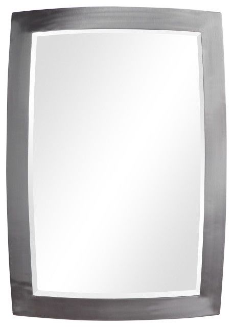 Favorite Ultra Brushed Gold Rectangular Framed Wall Mirrors For Brushed Silver Curved Frame Wall Mirror 34" Vanity Modern Rounded (View 11 of 15)