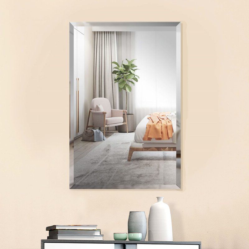 Frameless Rectangle Vanity Wall Mirrors Intended For Newest Latitude Run® 36 X 24 Inch Large Beveled Rectangular Frameless Wall (View 13 of 15)
