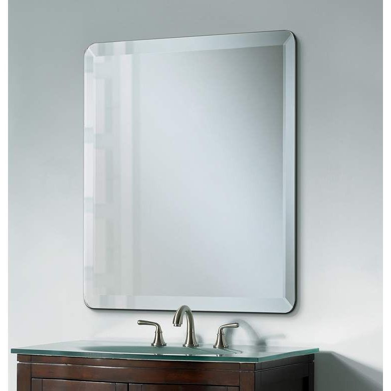 Frameless Tri Bevel Wall Mirrors Inside Popular Square Frameless 30" Square Beveled Wall Mirror – #p (View 9 of 15)