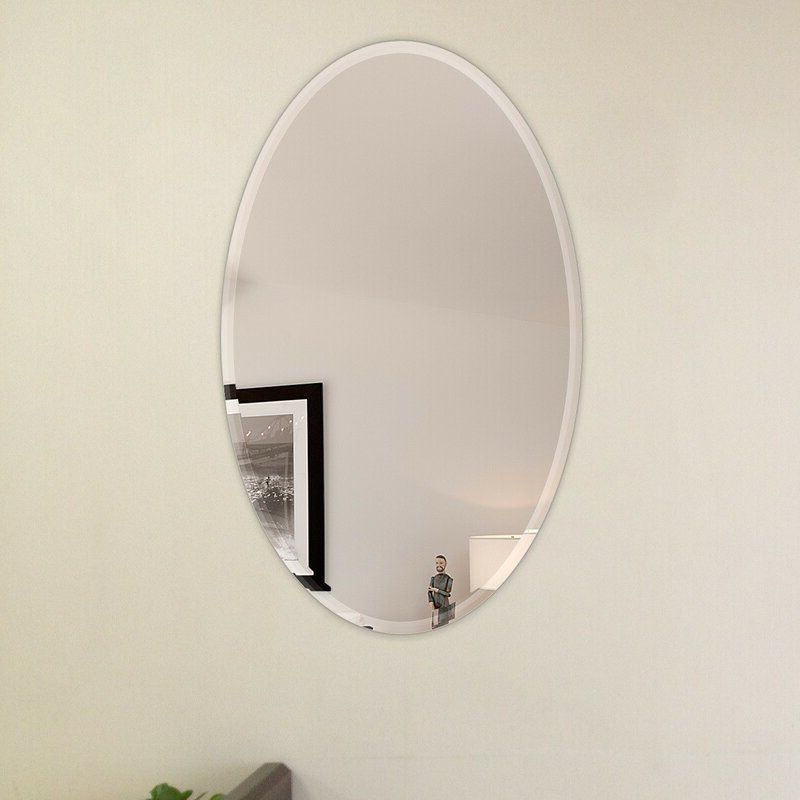 Frameless Tri Bevel Wall Mirrors Intended For 2020 House Of Hampton® Gilman Oval Beveled Polish Frameless Wall Mirror With (View 14 of 15)