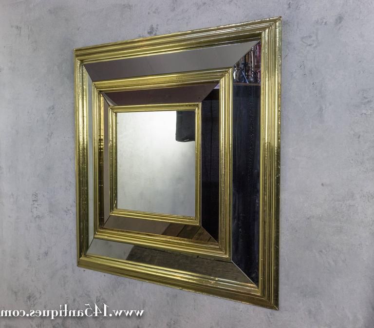 French Brass Wall Mirrors For Popular Large French, 1980s Square Brass Framed Mirror For Sale At 1stdibs (View 5 of 15)