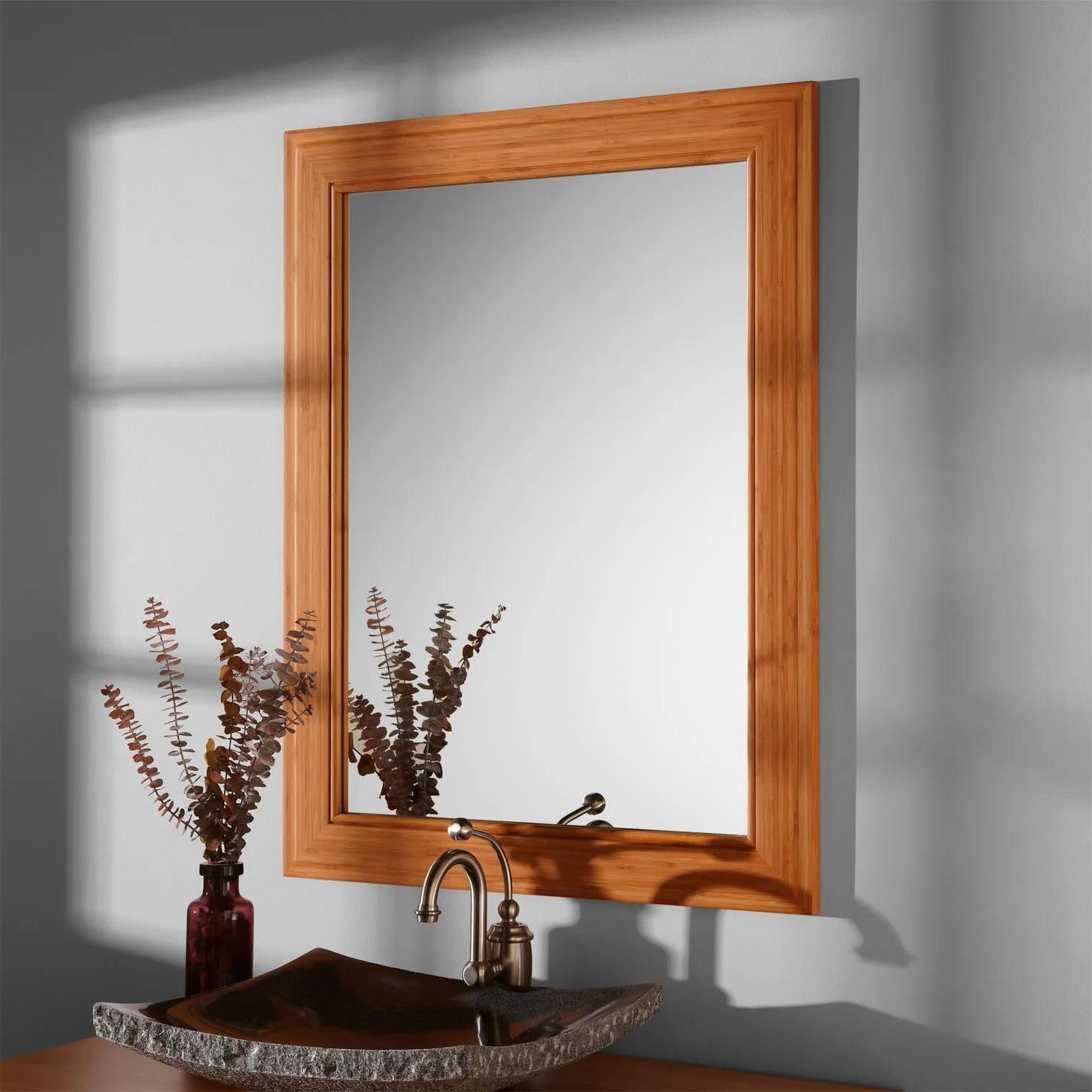 Gold Bamboo Vanity Wall Mirrors In Preferred Portola Bamboo Vanity Mirror – Bathroom (View 4 of 15)