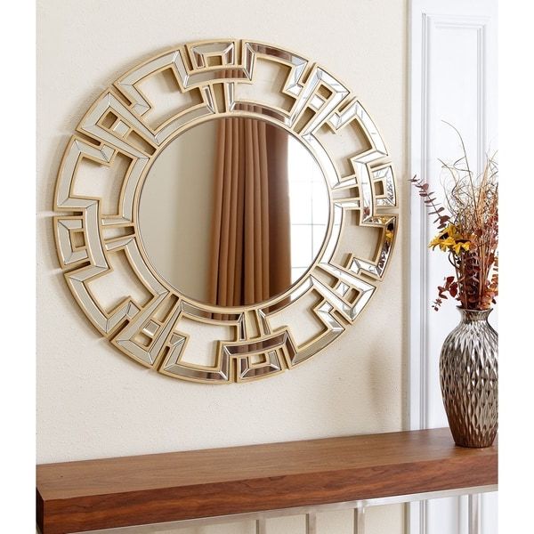 Gold Black Rounded Edge Wall Mirrors Pertaining To Famous Abbyson Pierre Gold Round Wall Mirror – Free Shipping Today – Overstock (View 5 of 15)