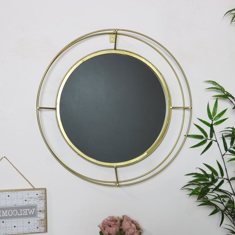 Gold Black Rounded Edge Wall Mirrors Throughout Latest Round Gold Metal Framed Wall Mirror – Melody Maison® (View 3 of 15)