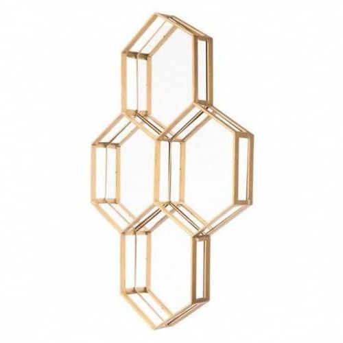 Gold Hexagon Wall Mirrors Intended For Preferred Gold Hexagon Constructed Geometric Wall Mirror #moderncontemporarydecor (View 13 of 15)