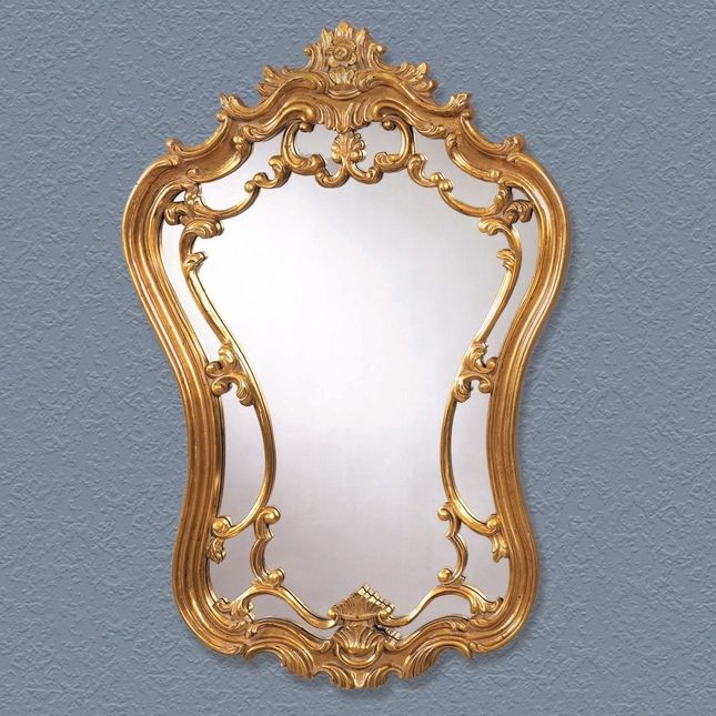 Gold Leaf And Black Wall Mirrors Regarding Fashionable Hermosa Rococo Style Gold Leaf Wall Mirror M2968ec (View 3 of 15)